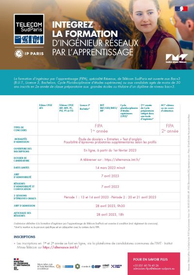 échéancier formation ingénieur réseaux par apprentissage