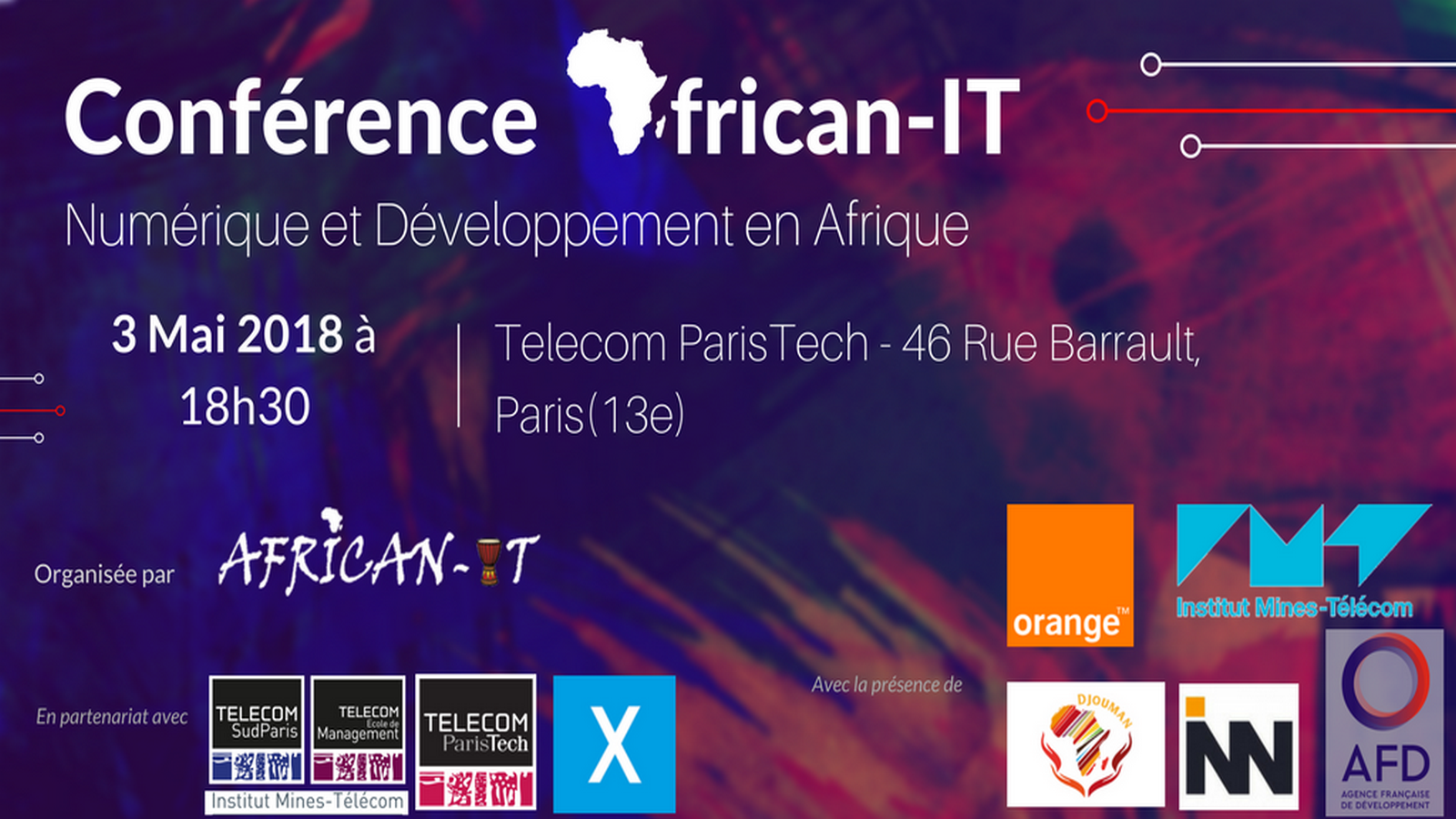 Affiche avec toutes les informations de la conférence Africant-IT